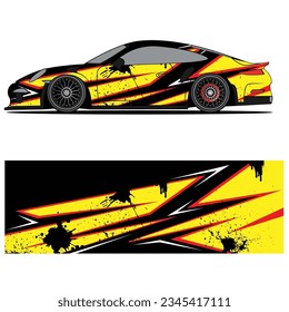 Abstract graphic design of racing vinyl sticker for racing car advertising