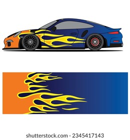 Abstract graphic design of racing vinyl sticker for racing car advertising