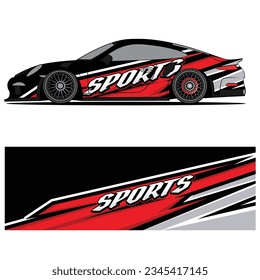 Abstract graphic design of racing vinyl sticker for racing car advertising