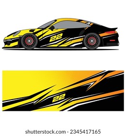 Abstract graphic design of racing vinyl sticker for racing car advertising