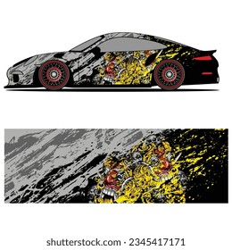 Abstract graphic design of racing vinyl sticker for racing car advertising