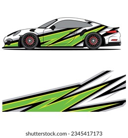 Abstract graphic design of racing vinyl sticker for racing car advertising