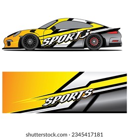 Abstract graphic design of racing vinyl sticker for racing car advertising