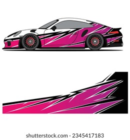 Abstract graphic design of racing vinyl sticker for racing car advertising