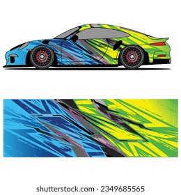 Abstract graphic design of racing vinyl sticker for racing car advertising