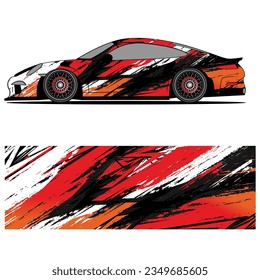 Abstract graphic design of racing vinyl sticker for racing car advertising