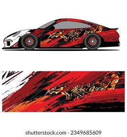 Abstract graphic design of racing vinyl sticker for racing car advertising
