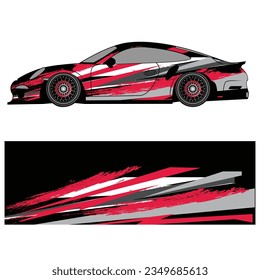 Abstract graphic design of racing vinyl sticker for racing car advertising