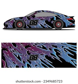 Abstract graphic design of racing vinyl sticker for racing car advertising