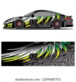 Abstract graphic design of racing vinyl sticker for racing car advertising