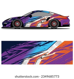 Abstract graphic design of racing vinyl sticker for racing car advertising