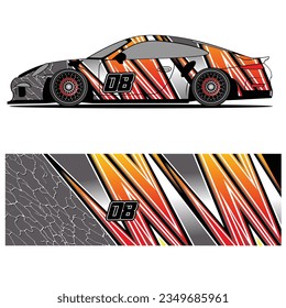 Abstract graphic design of racing vinyl sticker for racing car advertising