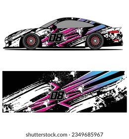 Abstract graphic design of racing vinyl sticker for racing car advertising