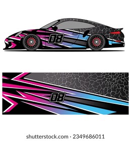 Abstract graphic design of racing vinyl sticker for racing car advertising