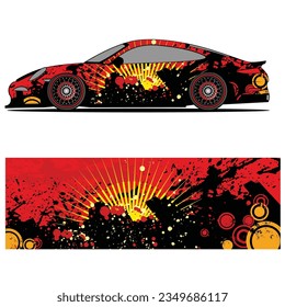 Abstract graphic design of racing vinyl sticker for racing car advertising