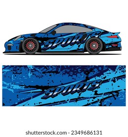 Abstract graphic design of racing vinyl sticker for racing car advertising