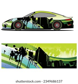 Abstract graphic design of racing vinyl sticker for racing car advertising