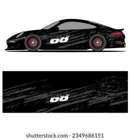 Abstract graphic design of racing vinyl sticker for racing car advertising