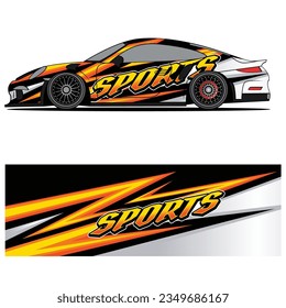 Abstract graphic design of racing vinyl sticker for racing car advertising