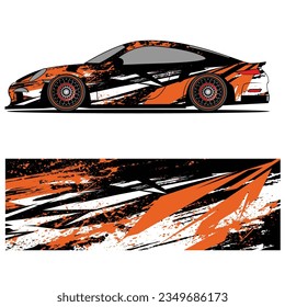 Abstract graphic design of racing vinyl sticker for racing car advertising