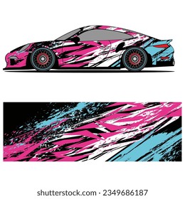 Abstract graphic design of racing vinyl sticker for racing car advertising