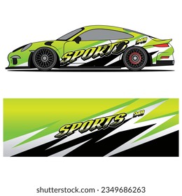 Abstract graphic design of racing vinyl sticker for racing car advertising