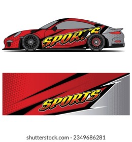Abstract graphic design of racing vinyl sticker for racing car advertising
