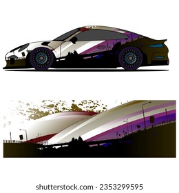 
Abstract graphic design of racing vinyl sticker for racing car advertising