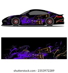 Abstract graphic design of racing vinyl sticker for racing car advertising
