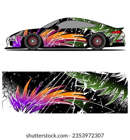 Abstract graphic design of racing vinyl sticker for racing car advertising
