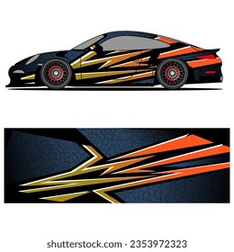 Abstract graphic design of racing vinyl sticker for racing car advertising
