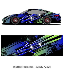 Abstract graphic design of racing vinyl sticker for racing car advertising
