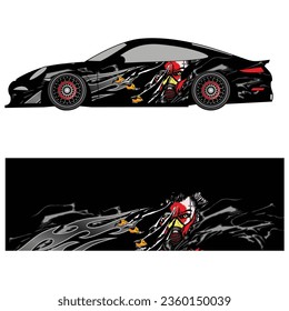Abstract graphic design of racing vinyl sticker for racing car advertising