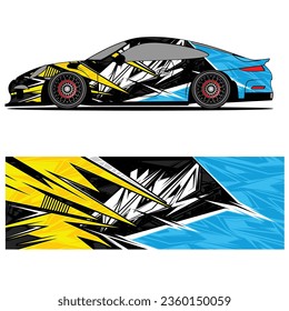 Abstract graphic design of racing vinyl sticker for racing car advertising