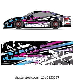 Abstract graphic design of racing vinyl sticker for racing car advertising