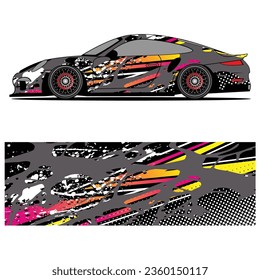 Abstract graphic design of racing vinyl sticker for racing car advertising