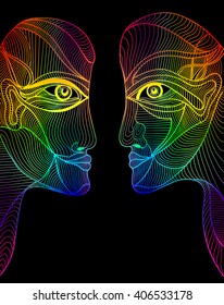 Abstract graphic design rainbow faces. Gay rights and gay marriage design element. Can use for posters cards, stickers, invitations, t-shirt art.