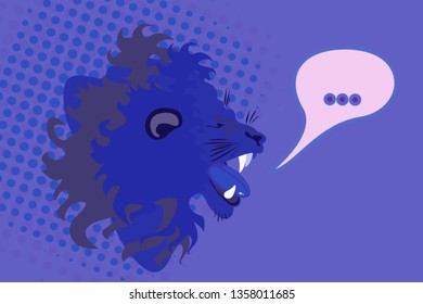 Abstract graphic design of roaring lion for t-shirt or banner print. Vector illustration