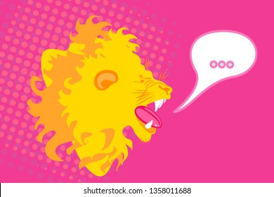 Abstract graphic design of roaring lion for t-shirt or banner print. Vector illustration