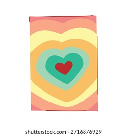 Diseño gráfico Abstractas que muestra Formas concéntricas del corazón en una paleta de colores retro suave, creando un visual vibrante y amoroso para temas románticos y emocionales