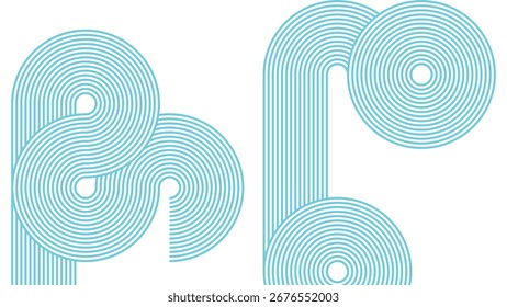 Abstract graphic design with turquoise concentric circles