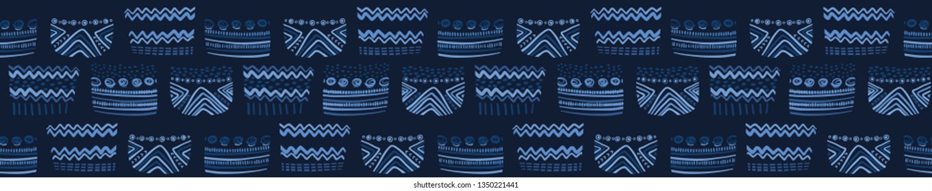 Abstract graphic doodle lines seamless border pattern. Ethnic tribal geo stripes vector band illustration. Modern graphic design. Hand drawn scandi style scribble shapes for home decor ribbon trim.