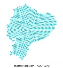 Abstract graphic Ecuador map of blue round dots. Vector illustration eps10.