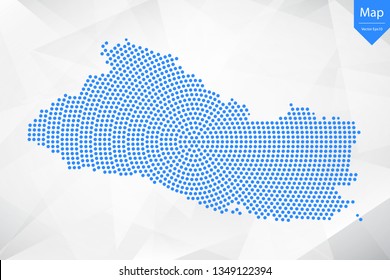 Abstract graphic El Salvador map from point blue on a white background. Vector illustration.