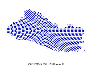 Abstract graphic El Salvador map from pixel blue on a white background. Vector illustration.