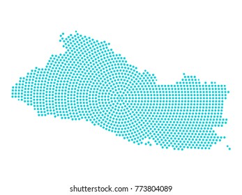 Abstract graphic El Salvador map of blue round dots. Vector illustration eps10.