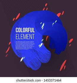Abstract graphic element. Modern liquid form. Colorful blue gradient, dynamic shape and red, white stain. Eps10 vector.
