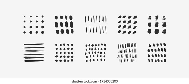 Abstract Graphic Elements in Minimal Trendy Style. Vector Set of Hand Drawn Texture for creating Patterns, Invitations, Wall Art Prints, Cards, Social Media Posts and Stories