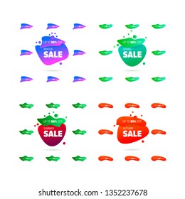 Abstract graphic elements. Set of gradient shapes. Design templates for season sale prints or banners. Abstract forms with dynamic composition on white background. Modern style vector