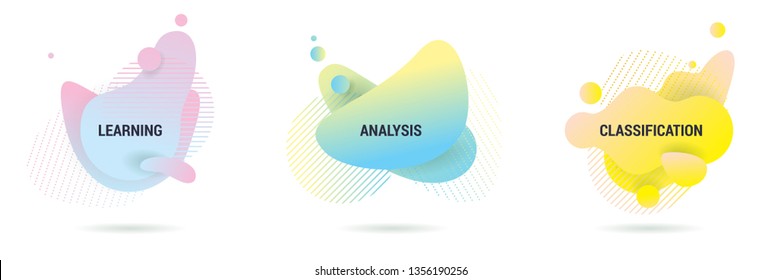 Abstract graphic elements. Set of gradient shapes. Design template for presentation or flyer. Abstract pastel forms dynamic composition. Modern style vector